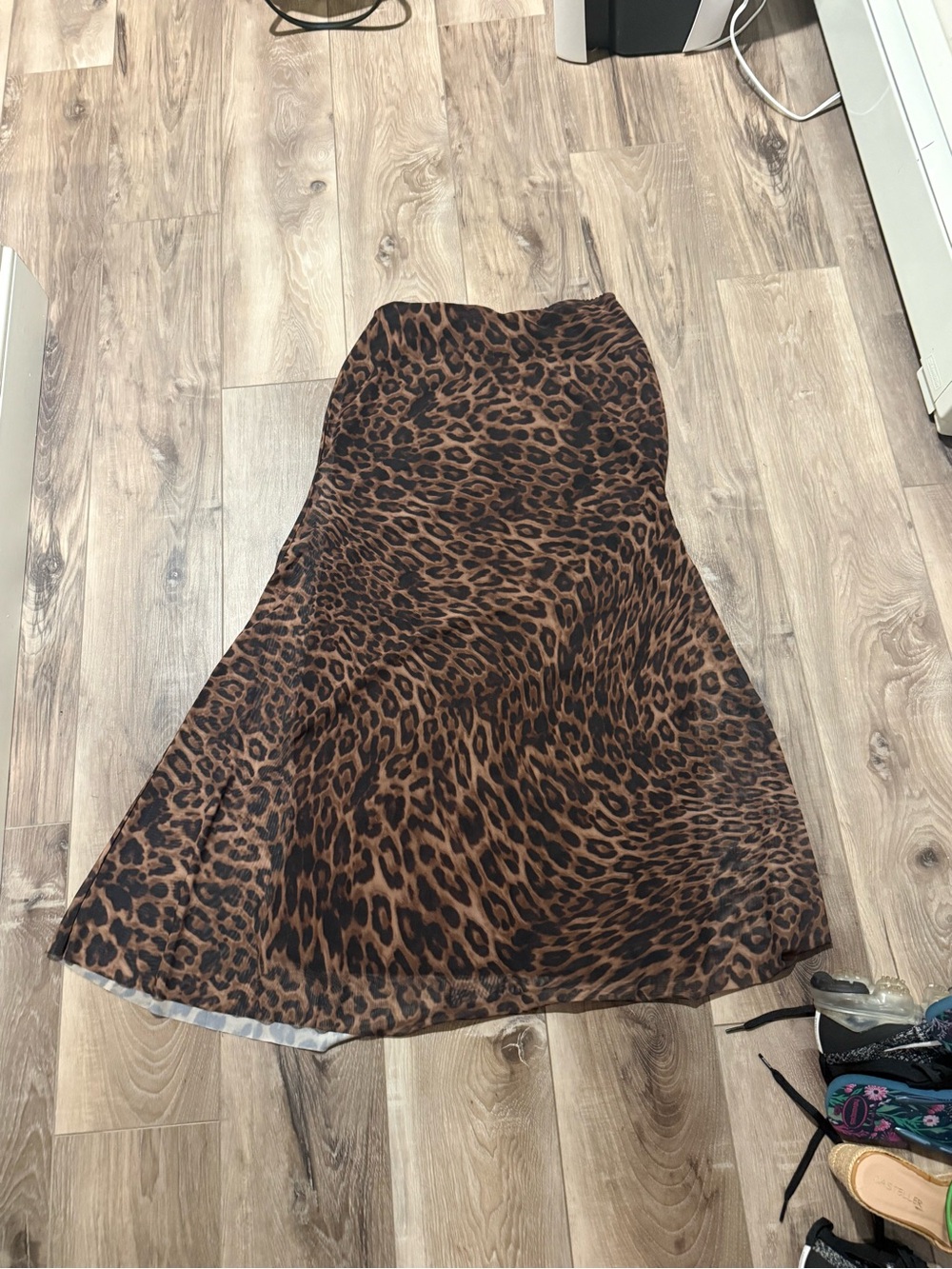 Zara Brown Leopard Print A-Line Skirt